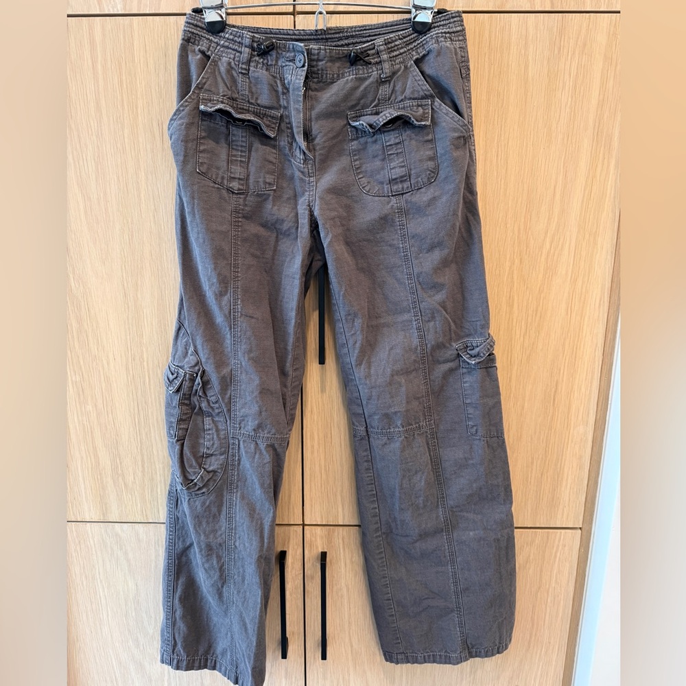 Brandy Melville Charcoal Wide-Leg Cargo Pants